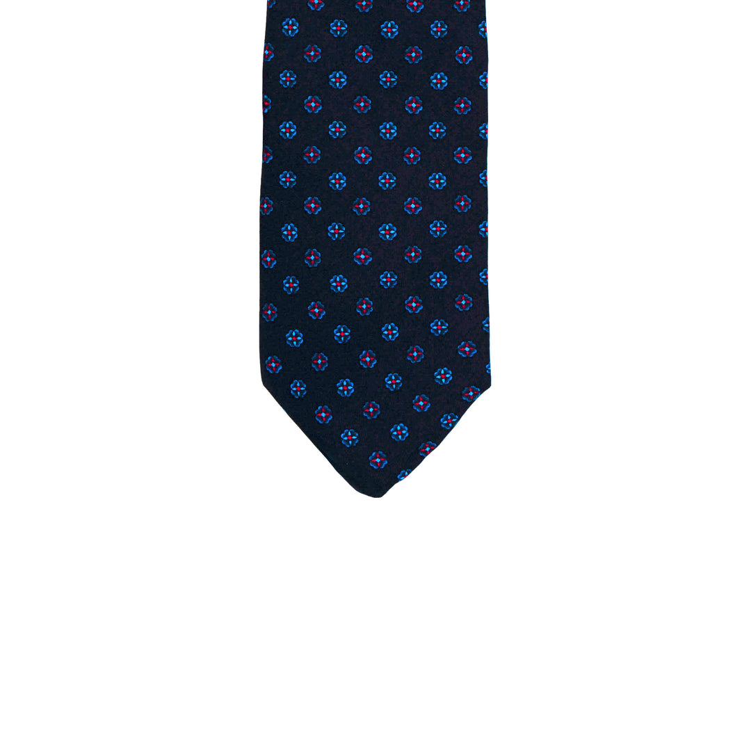 Cravatta Fantasia Fiorellino Quadrifoglio Azzurro